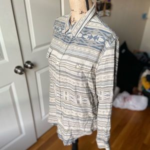 Lucky Brand Button Down Aztec Print Flannel Shirt
